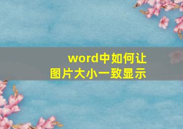 word中如何让图片大小一致显示