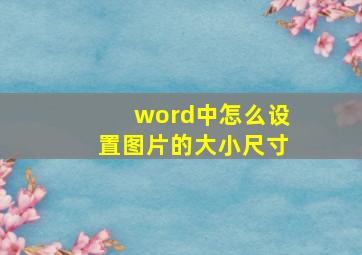 word中怎么设置图片的大小尺寸