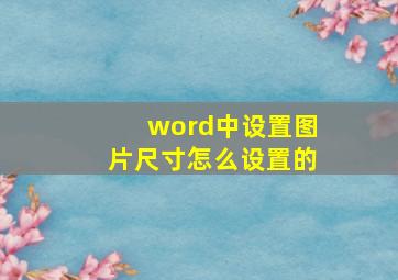 word中设置图片尺寸怎么设置的