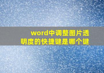 word中调整图片透明度的快捷键是哪个键