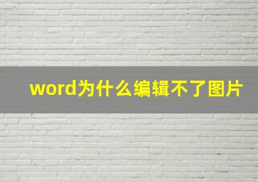 word为什么编辑不了图片