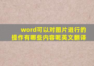 word可以对图片进行的操作有哪些内容呢英文翻译