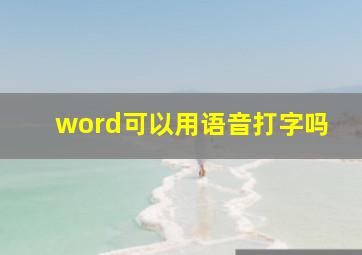 word可以用语音打字吗