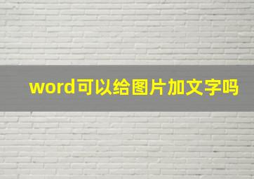 word可以给图片加文字吗