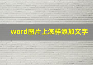 word图片上怎样添加文字