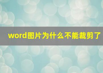 word图片为什么不能裁剪了