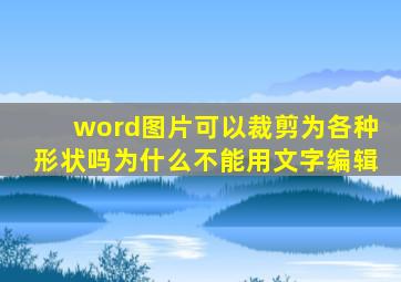 word图片可以裁剪为各种形状吗为什么不能用文字编辑