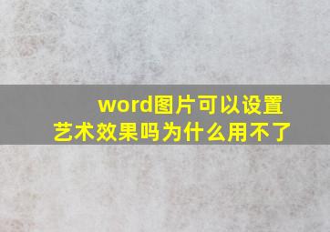 word图片可以设置艺术效果吗为什么用不了