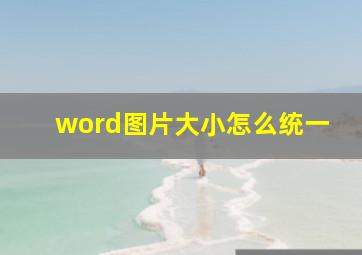 word图片大小怎么统一