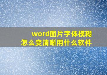 word图片字体模糊怎么变清晰用什么软件