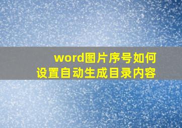 word图片序号如何设置自动生成目录内容