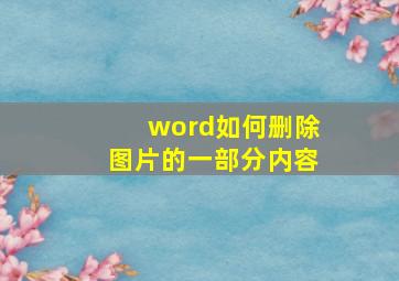 word如何删除图片的一部分内容