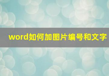 word如何加图片编号和文字