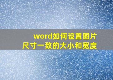 word如何设置图片尺寸一致的大小和宽度