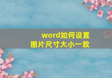 word如何设置图片尺寸大小一致