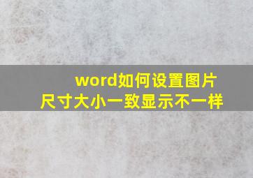 word如何设置图片尺寸大小一致显示不一样