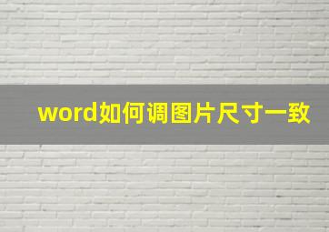 word如何调图片尺寸一致