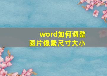 word如何调整图片像素尺寸大小