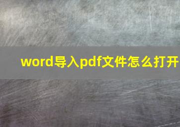 word导入pdf文件怎么打开