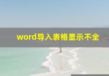 word导入表格显示不全