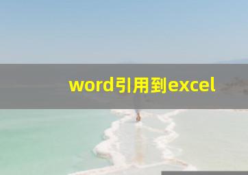 word引用到excel