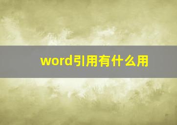 word引用有什么用