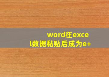 word往excel数据黏贴后成为e+