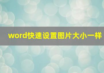 word快速设置图片大小一样