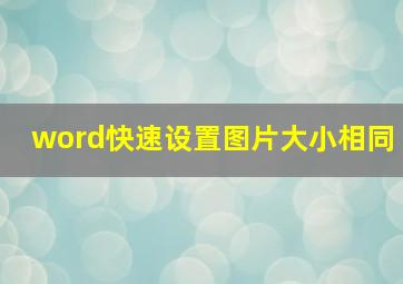 word快速设置图片大小相同