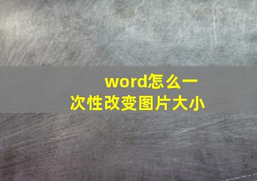 word怎么一次性改变图片大小