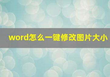 word怎么一键修改图片大小