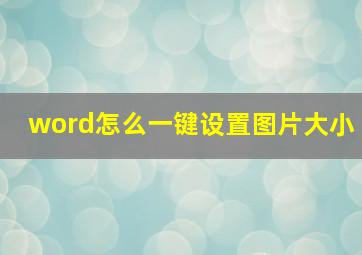 word怎么一键设置图片大小