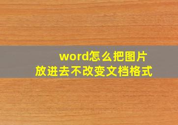 word怎么把图片放进去不改变文档格式