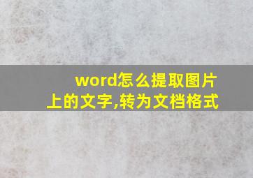 word怎么提取图片上的文字,转为文档格式