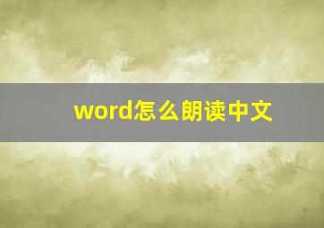 word怎么朗读中文