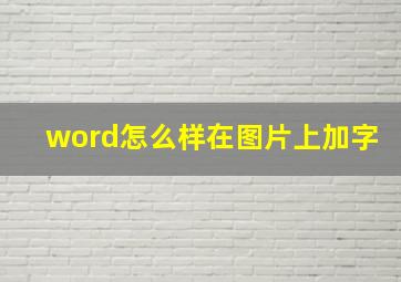 word怎么样在图片上加字