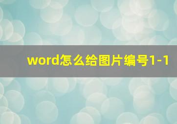 word怎么给图片编号1-1