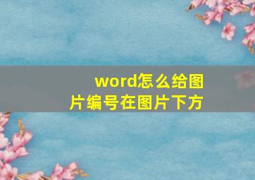 word怎么给图片编号在图片下方