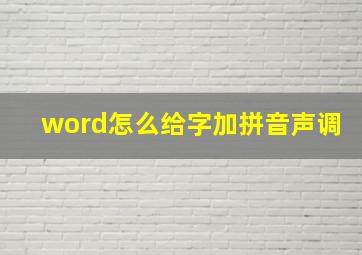 word怎么给字加拼音声调