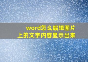 word怎么编辑图片上的文字内容显示出来