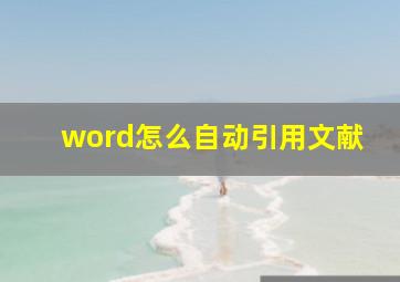 word怎么自动引用文献