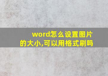 word怎么设置图片的大小,可以用格式刷吗