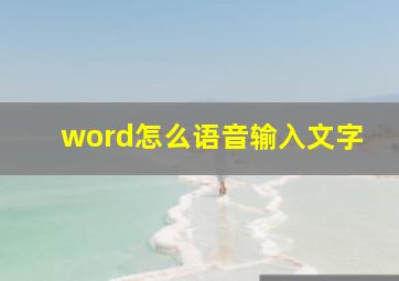 word怎么语音输入文字