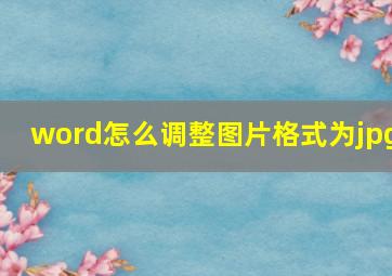 word怎么调整图片格式为jpg