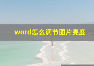 word怎么调节图片亮度