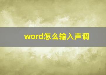 word怎么输入声调