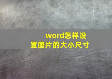 word怎样设置图片的大小尺寸