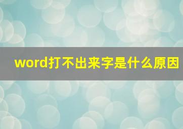 word打不出来字是什么原因