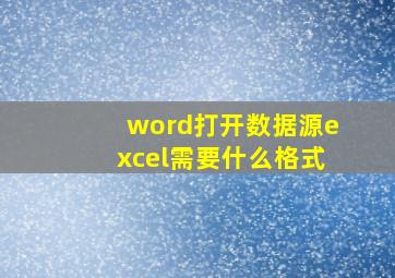 word打开数据源excel需要什么格式