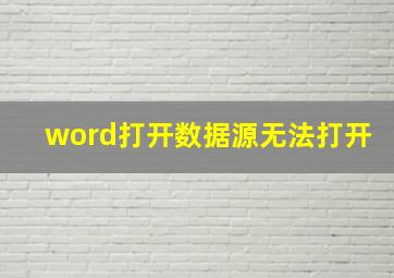 word打开数据源无法打开